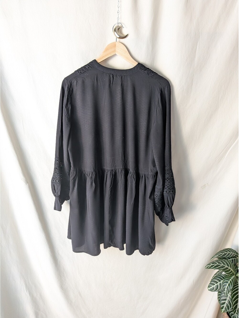 black embroidered peasant blouse top oe mini dress - Picture 2 of 6